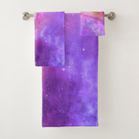 Buntes lila Tuch-Set der Galaxie-Grafik-|
