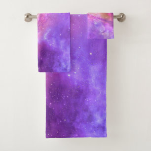 Buntes lila Tuch-Set der Galaxie-Grafik- Badhandtuch Set