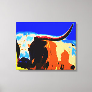 Buntes Longhorn Leinwanddruck