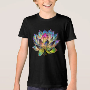 Buntes Lotusblumenfenster in Buntglasarbeit Tri-Blend Shirt