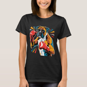 Buntes Lustiges Boxen Hund Liebhaber Kickboxen Box T-Shirt