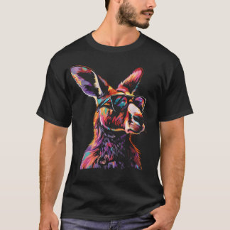 Buntes lustiges Känguru mit Sonnenbrille T-Shirt