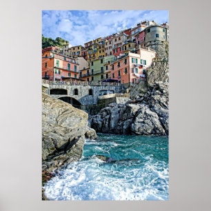 Buntes Manarola, Italien - das Cinque Terre Plakat