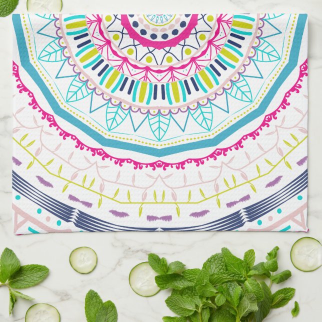 buntes Mandala Geschirrtuch (Gefaltet)