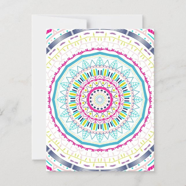 buntes Mandala Magneteinladung (Vorderseite)