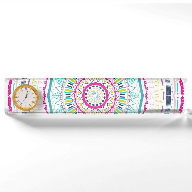buntes Mandala Namensplakette (Vorderseite)