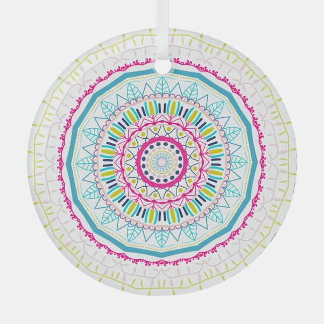 buntes Mandala Ornament Aus Glas (Vorderseite)