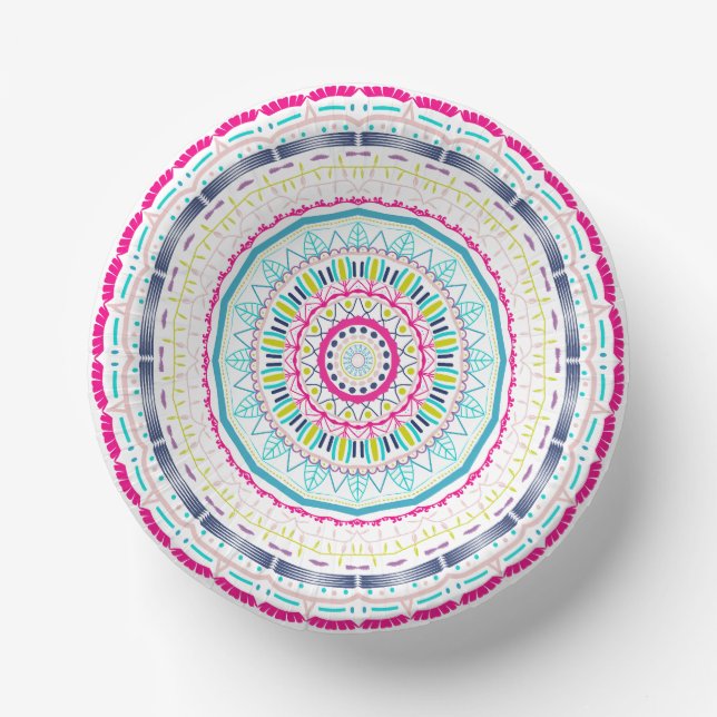 buntes Mandala Pappteller (Vorderseite)