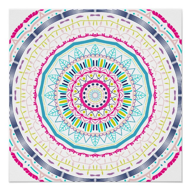 buntes Mandala Poster (Vorderseite)