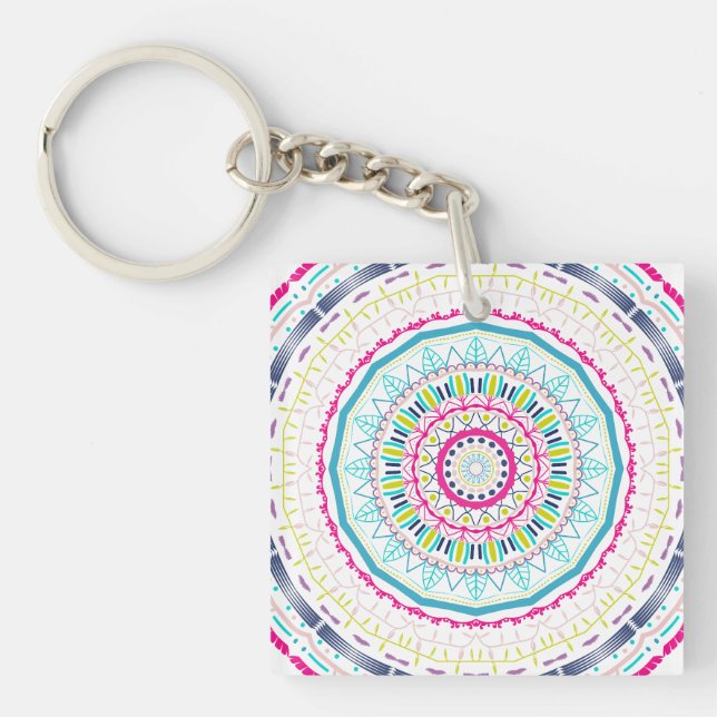 buntes Mandala Schlüsselanhänger (Vorderseite)
