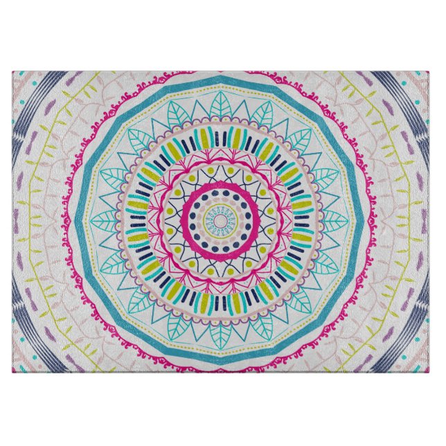 buntes Mandala Schneidebrett (Vorderseite)