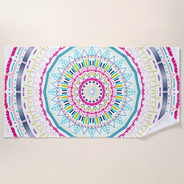 buntes Mandala Strandtuch (Vorderseite)