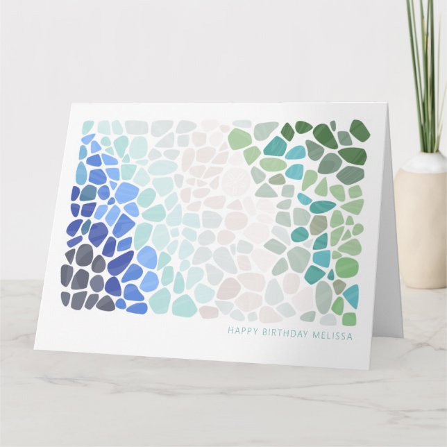 Buntes Meerglas zum Geburtstag Karte (Vorderseite)