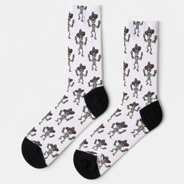 Buntes mexikanisches Skelett Socken (Linkes Detail)