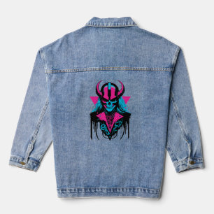 Buntes mittelalterliches Zombie-Schädel-Artwork Jeansjacke