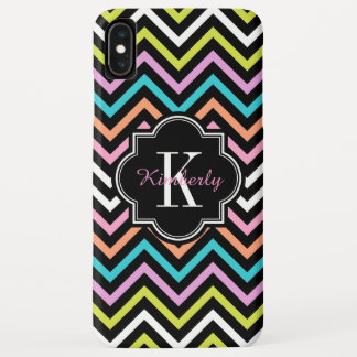 Buntes modernes Zickzack schwarzes Monogramm Case-Mate iPhone Hülle