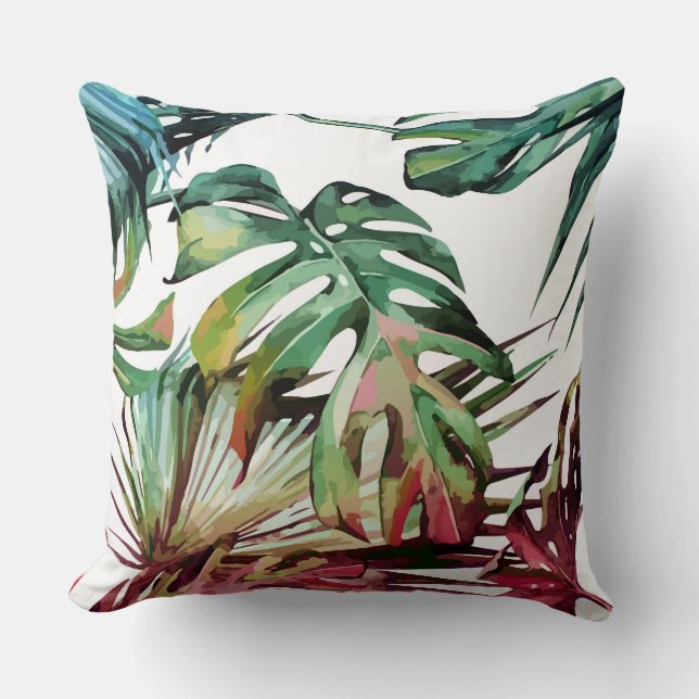 Buntes monstera Blätter Kissen (Vorderseite)