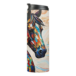 Buntes Mosaikpferd aus Buntglas 15 Thermosbecher