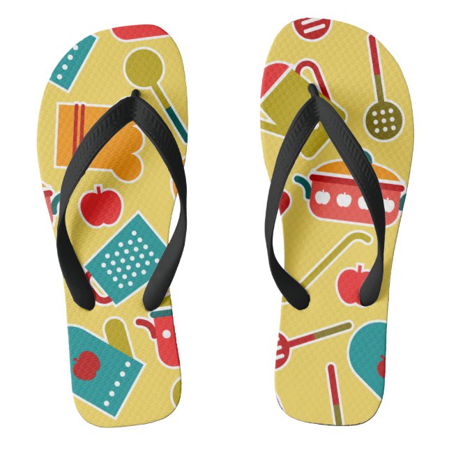 Buntes Muster der Küchengeräte Flip Flops (Fußbett)