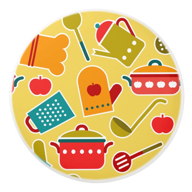 Buntes Muster der Küchengeräte Keramikknauf (Vorderseite)