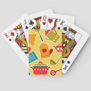 Buntes Muster der Küchengeräte Spielkarten