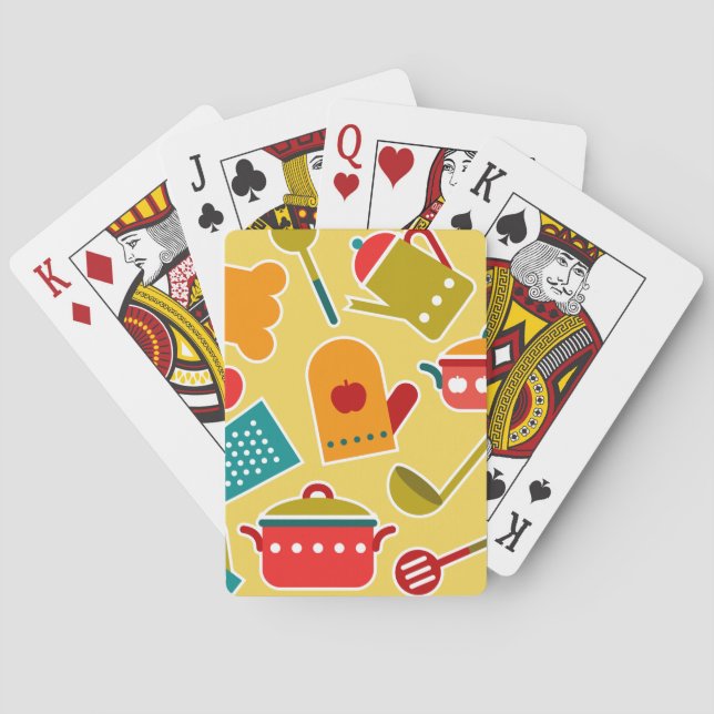 Buntes Muster der Küchengeräte Spielkarten (Rückseite)