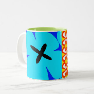 buntes mutiges grafisches BlumenCaféOlé 11oz. Zweifarbige Tasse