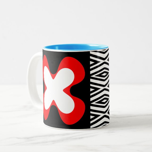 buntes mutiges grafisches BlumenCaféOlé 11oz. Zweifarbige Tasse (Vorderseite Links)