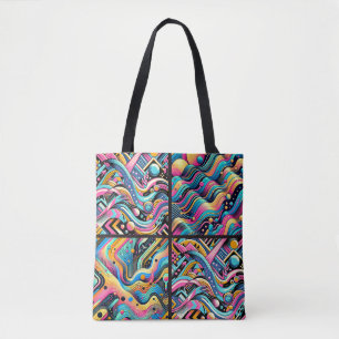 Buntes Neon-Helles Abstraktes 90er Musterdruck Tasche