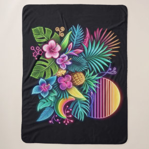 Buntes Neon Tropisch/Hawaiianisch Sherpadecke