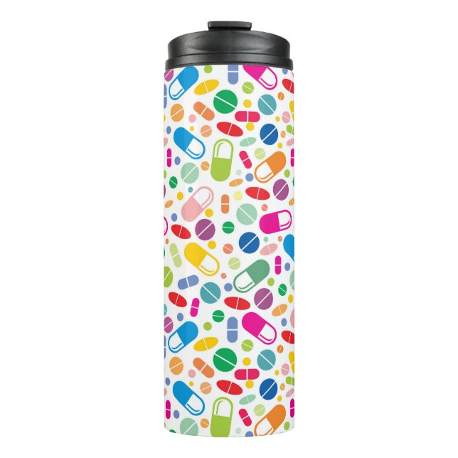 Buntes Neondrogen-Muster Thermosbecher (Vorderseite)