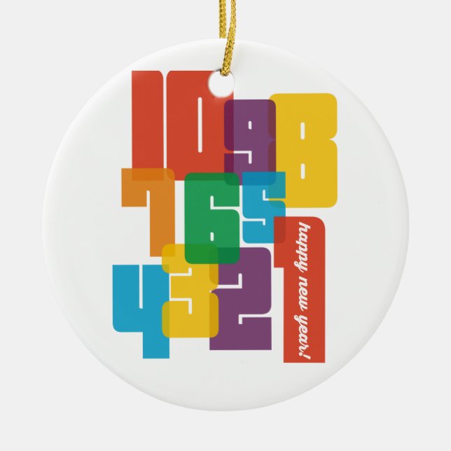 Buntes neues Jahr Keramik Ornament (Vorne)
