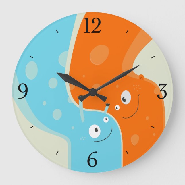 Buntes niedliches Feuer-und Wasser-Element in der Große Wanduhr (Vorderseite)