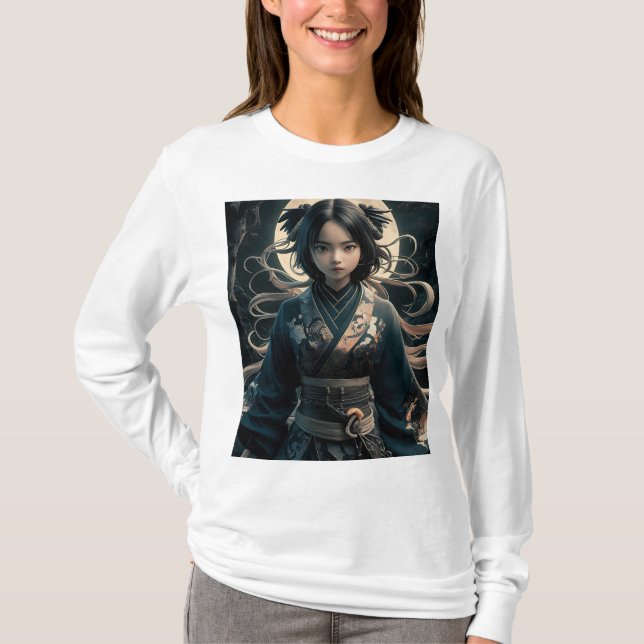 buntes Ninja Girl T - Shirt Design (Vorderseite)