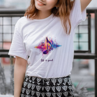 Buntes Noten T-Shirt, Leben ist gut Tri-Blend Shirt