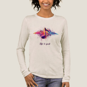 Buntes Noten T-Shirt, Leben ist gut Tri-Blend Shirt