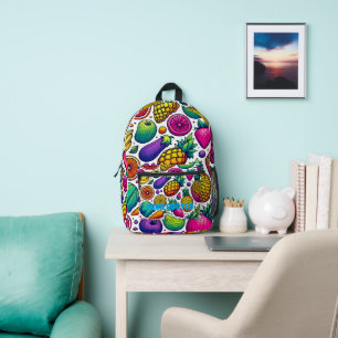 Buntes Obst- und Gemüsemuster  Bedruckter Rucksack