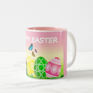 Buntes Oster-Dekor-Kaffeetasse Zweifarbige Tasse