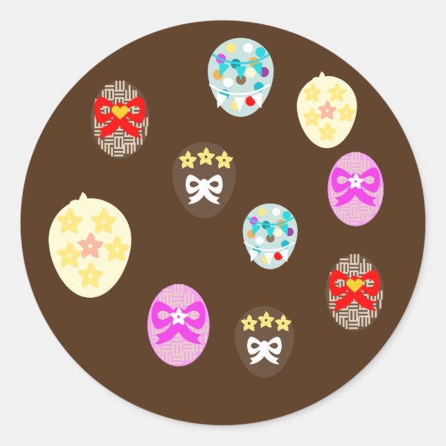 Buntes Ostereier Runder Aufkleber (Vorderseite)
