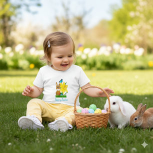 Buntes Ostern-Narzissen und Hasen-Baby-T-Shirt Baby T-shirt