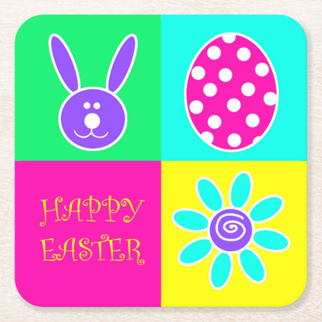 Buntes Ostern Rechteckiger Pappuntersetzer (Vorderseite)