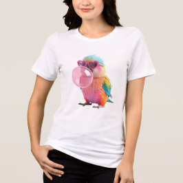 Buntes Papageien-T-Shirt | Süßes Kaugummi-Vogel  Tri-Blend Shirt