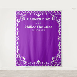 Buntes Papel Picado auf einer mexikanischen Hochze Wandteppich