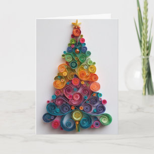 Buntes Papierquilling-Christbaum Karte