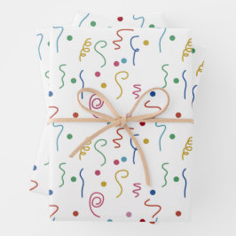 Buntes Party-Konfetti-Muster Geschenkpapier Set