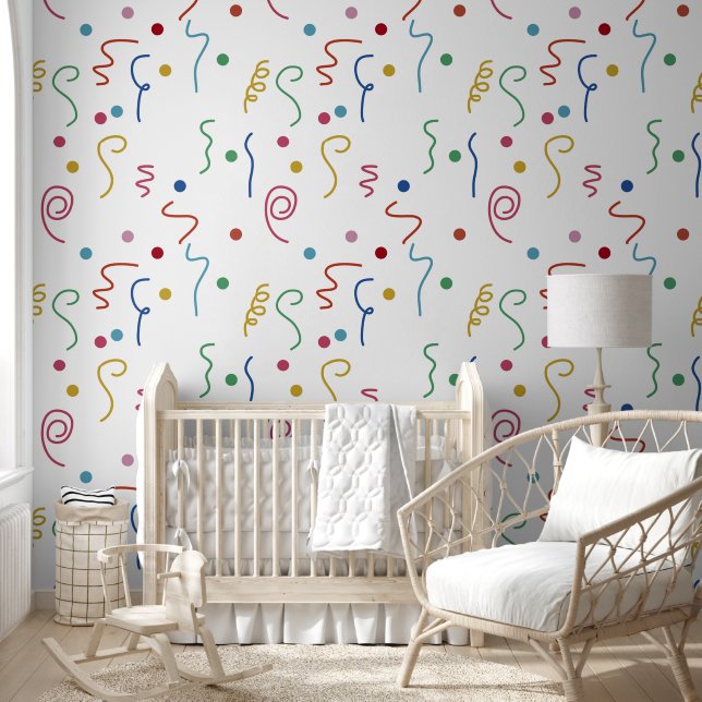 Buntes Party-Konfetti-Muster Tapete (Kinder)
