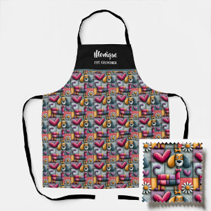 Buntes Patchwork-Hundemuster Haustier-Pfleger Schürze