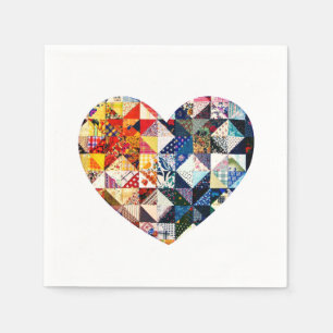 Buntes Patchwork-Steppdecken-Herz Serviette