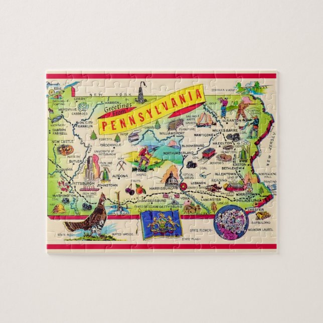 Buntes Pennsylvania 8x10 Kartenpuzzle (Horizontal)
