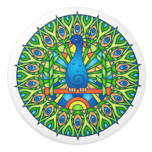 Buntes Pfauen-Mandala-Keramik-Griff Keramikknauf